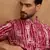 Men red viscose rayon batik embroidered straight kurta