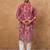 Men red viscose rayon batik embroidered straight kurta