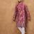 Men red viscose rayon batik embroidered straight kurta