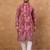 Men red viscose rayon batik embroidered straight kurta