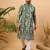 Men green viscose rayon batik embroidered straight kurta