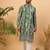 Men green viscose rayon batik embroidered straight kurta