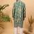 Men green viscose rayon batik embroidered straight kurta