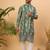 Men green viscose rayon batik embroidered straight kurta