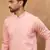 Men peach silk blend solid solid straight kurta