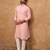 Men peach silk blend solid solid straight kurta