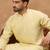 Men yellow silk blend solid embroidered straight kurta
