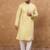 Men yellow silk blend solid embroidered straight kurta
