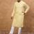 Men yellow silk blend solid embroidered straight kurta