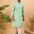 Men blue silk blend solid embroidered straight kurta