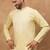 Men yellow silk blend solid embroidered straight kurta