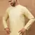 Men yellow silk blend solid embroidered straight kurta