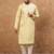 Men yellow silk blend solid embroidered straight kurta