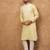 Men yellow silk blend solid embroidered straight kurta