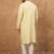 Men yellow silk blend solid embroidered straight kurta