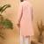 Men peach silk blend solid embroidered straight kurta