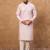 Men pink silk blend solid embroidered straight kurta