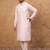 Men pink silk blend solid embroidered straight kurta