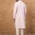 Men pink silk blend solid embroidered straight kurta