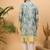 Men green silk blend batik embroidered straight kurta