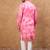 Men pink silk blend batik embroidered straight kurta