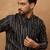 Men black silk blend geometric printed straight kurta