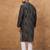 Men black silk blend geometric printed straight kurta