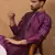 Men purple silk blend geometric printed straight kurta
