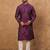 Men purple silk blend geometric printed straight kurta