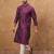 Men purple silk blend geometric printed straight kurta