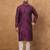 Men purple silk blend geometric printed straight kurta