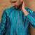 Men blue silk blend geometric printed straight kurta
