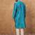 Men blue silk blend geometric printed straight kurta