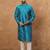 Men blue silk blend geometric printed straight kurta