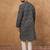 Men black silk blend geometric printed straight kurta