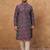 Men purple silk blend geometric printed straight kurta
