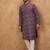 Men purple silk blend geometric printed straight kurta
