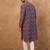 Men purple silk blend geometric printed straight kurta