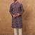 Men purple silk blend geometric printed straight kurta