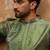 Men green silk blend geometric printed straight kurta