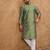 Men green silk blend geometric printed straight kurta