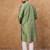 Men green silk blend geometric printed straight kurta