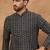 Men black silk blend geometric printed straight kurta