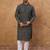 Men black silk blend geometric printed straight kurta