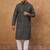 Men black silk blend geometric printed straight kurta