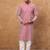 Men pink silk blend ethnic motifs printed straight kurta
