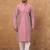 Men pink silk blend ethnic motifs printed straight kurta