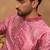 Men pink silk blend geometric printed straight kurta