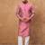 Men pink silk blend geometric printed straight kurta