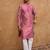 Men pink silk blend geometric printed straight kurta
